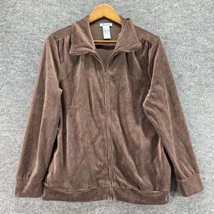 5/$45 Lifestyle Full Zip Sweatshirt Women M Medium Brown Long Sleeve Cotton